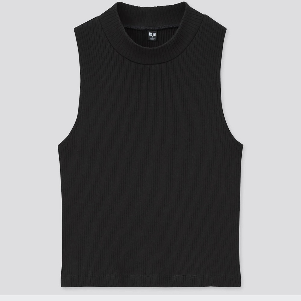 🔺UNIQLO CROP TOP RIBBED SLEEVELESS/ BLACK / XS 🖤